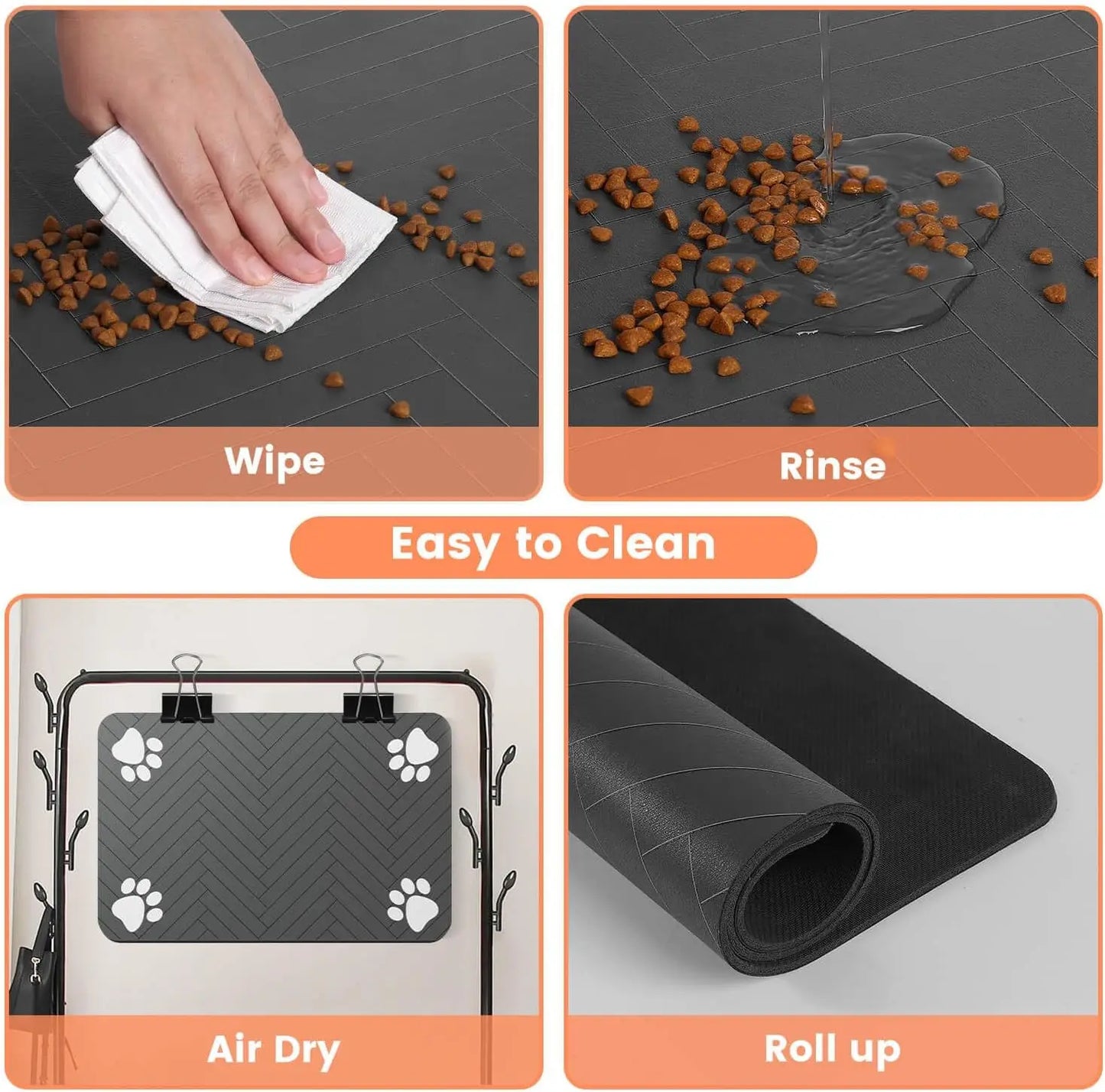 Pet Feeding Mat - Absorbent Waterproof Placemat For Dog Cat Food Water Bowl