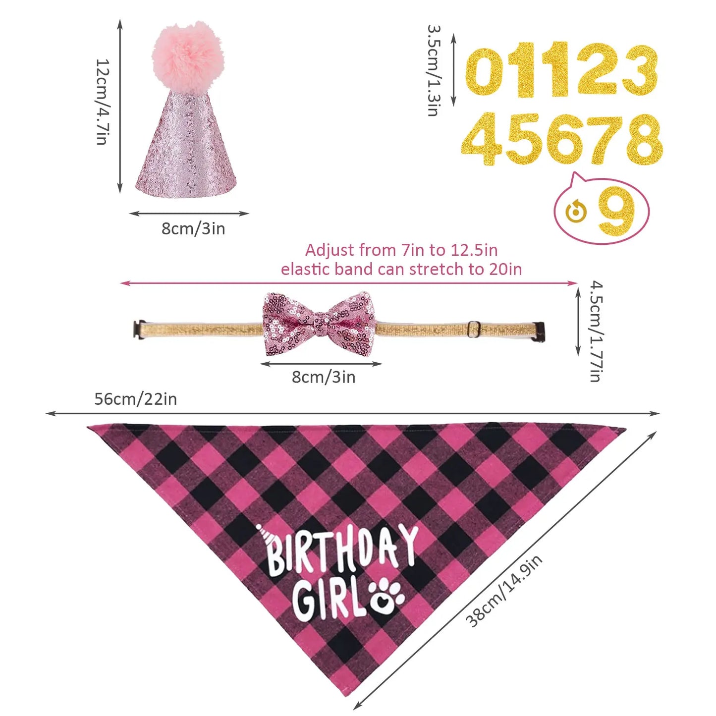 Dog Birthday Party Supplies Set With Hat And Bandana For Medium Large Dogs