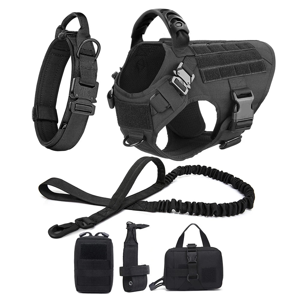 Large Dog Harness With Molle Pouches For German Shepherd Training