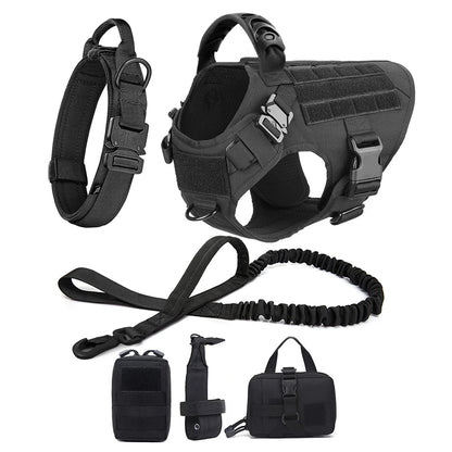 Large Dog Harness With Molle Pouches For German Shepherd Training