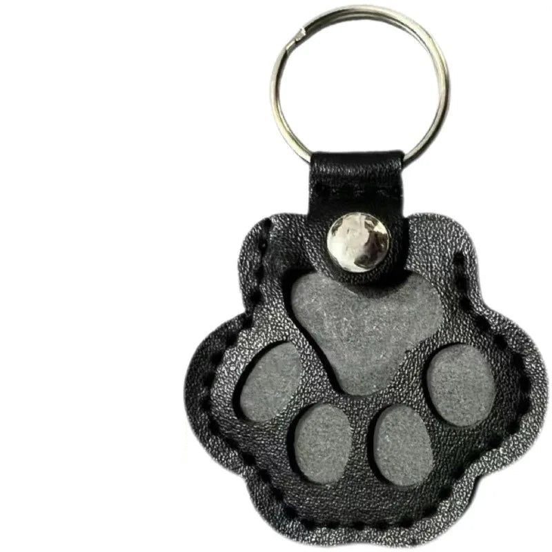 Leather Pet Memorial Hair Storage Keychain Cat Paw Commemorative Gift