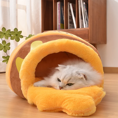 Honey Jar Cat Nest - Semi-Enclosed Warm Pet Bed for Cats & Dogs