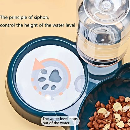Pet Bowls With Water Feeder - 3 In 1 Tilted Cat Bowl Set
