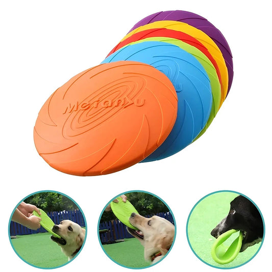 Dog Flying Disc Silicone Chew Toy - Multicolor Outdoor Training