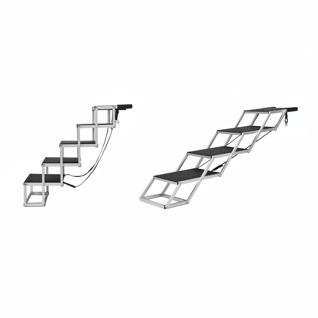 SucceBuy Dog Car Steps - Wide Folding Pet Stairs for SUV Truck
