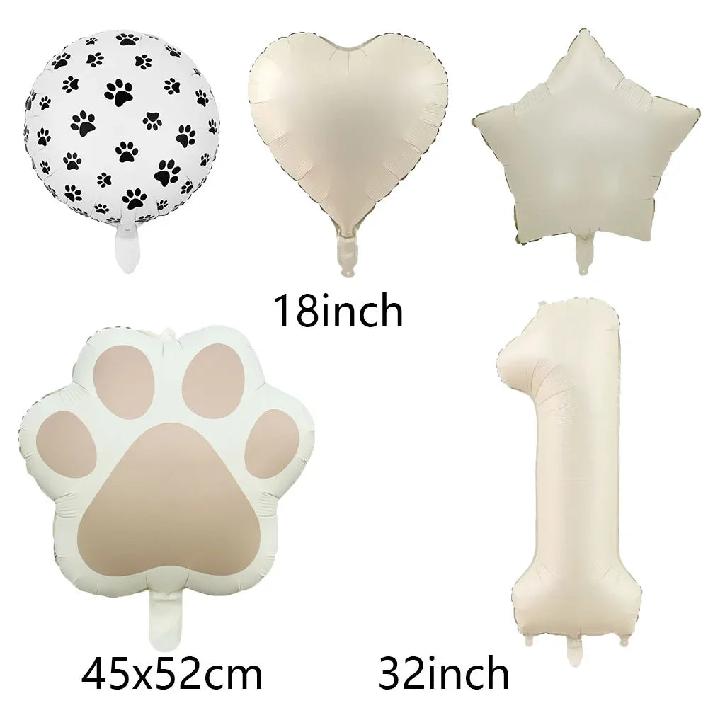 Animal Paw Party Balloons Set - 6 Piece Aluminum Foil Birthday Decor