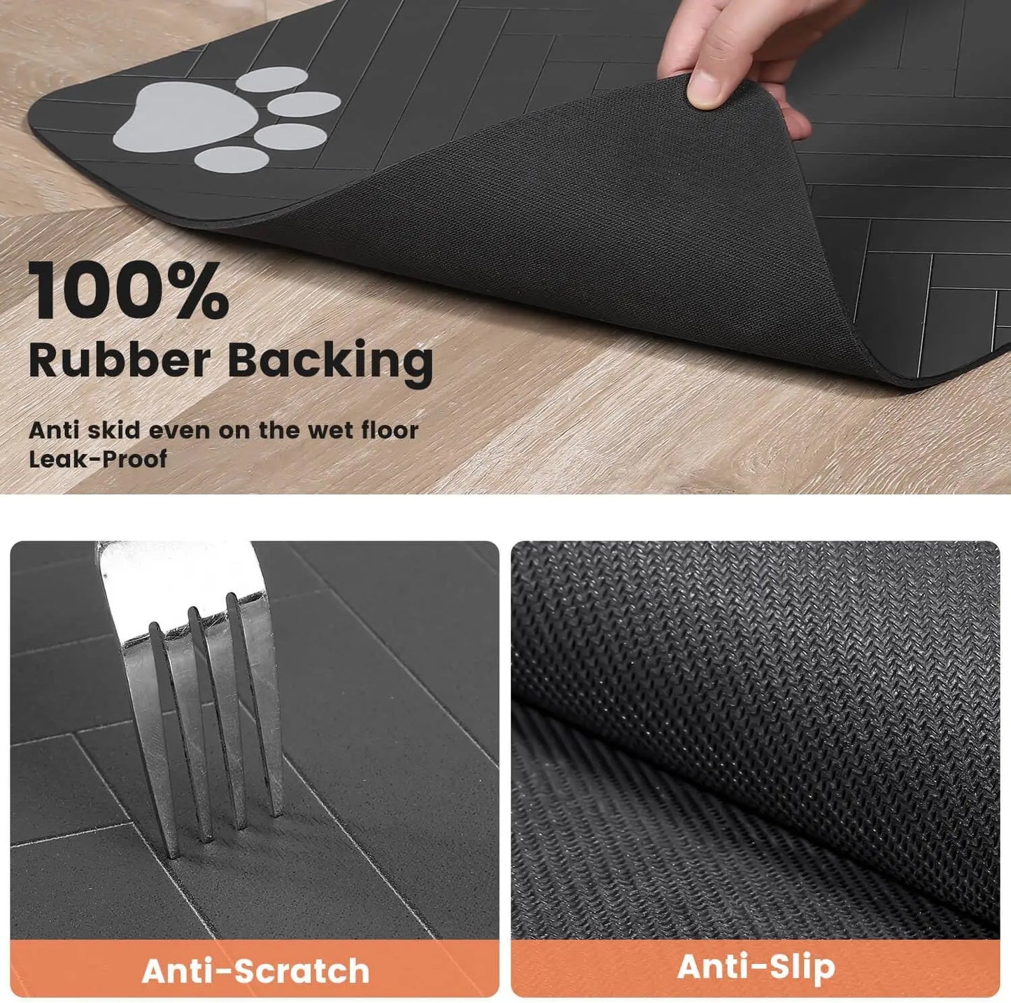Pet Feeding Mat - Absorbent Waterproof Placemat For Dog Cat Food Water Bowl