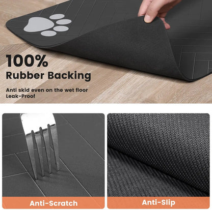 Pet Feeding Mat - Absorbent Waterproof Placemat For Dog Cat Food Water Bowl