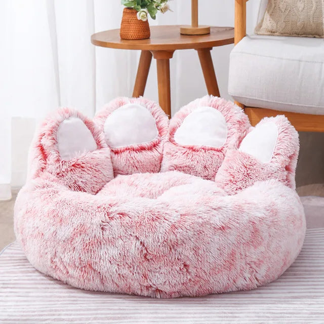 Bear Paw Dog Bed - Soft Fluffy Pet Sofa for Small Medium Large Dogs