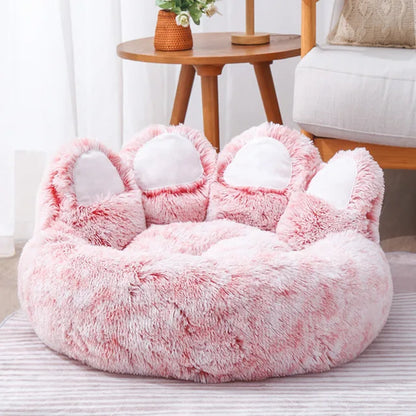 Bear Paw Dog Bed - Soft Fluffy Pet Sofa for Small Medium Large Dogs