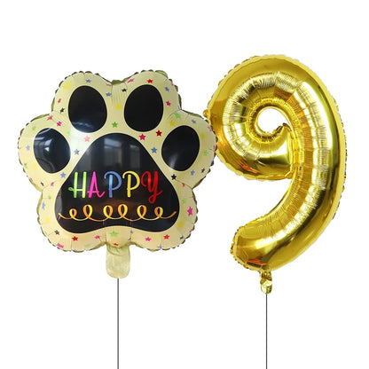 Dog Birthday Party Balloons Set - 30 Inch Paw Print Aluminum Foil