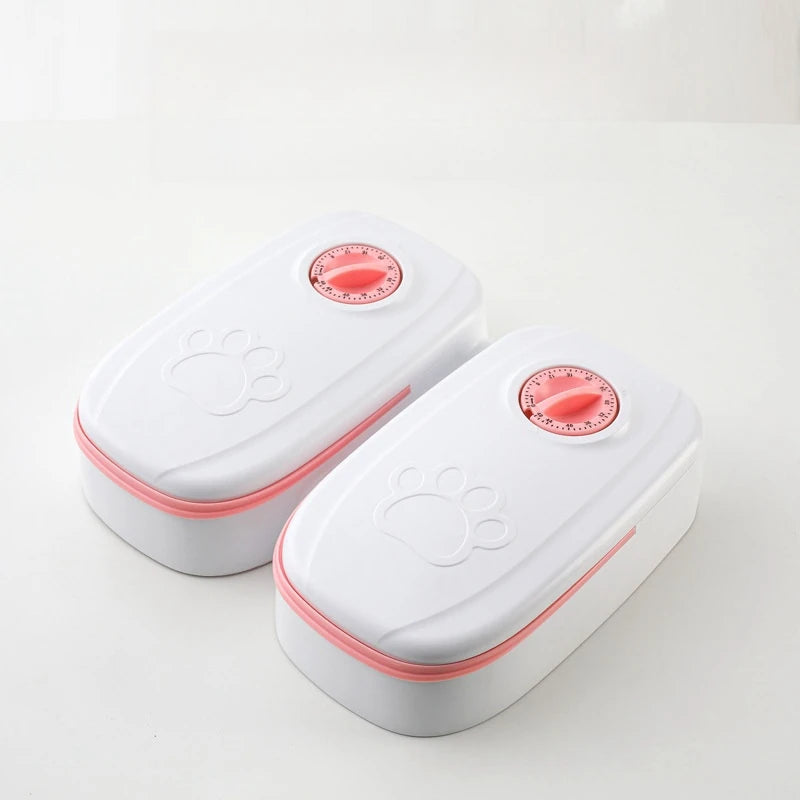 Pet Automatic Feeder With Timed Dual Bowls For Dogs And Cats