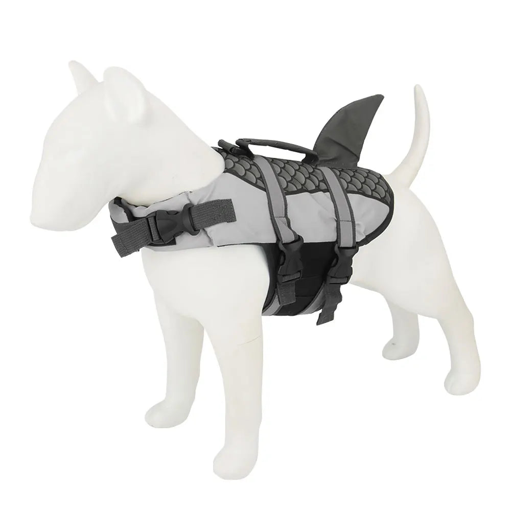 Shark Pattern Dog Life Jacket Swimming Vest Pet Safety Harness