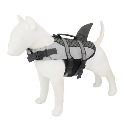 Shark Pattern Dog Life Jacket Swimming Vest Pet Safety Harness