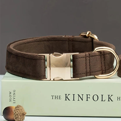 Personalized Dog Collar Leash Set With Bow - Multiple Colors