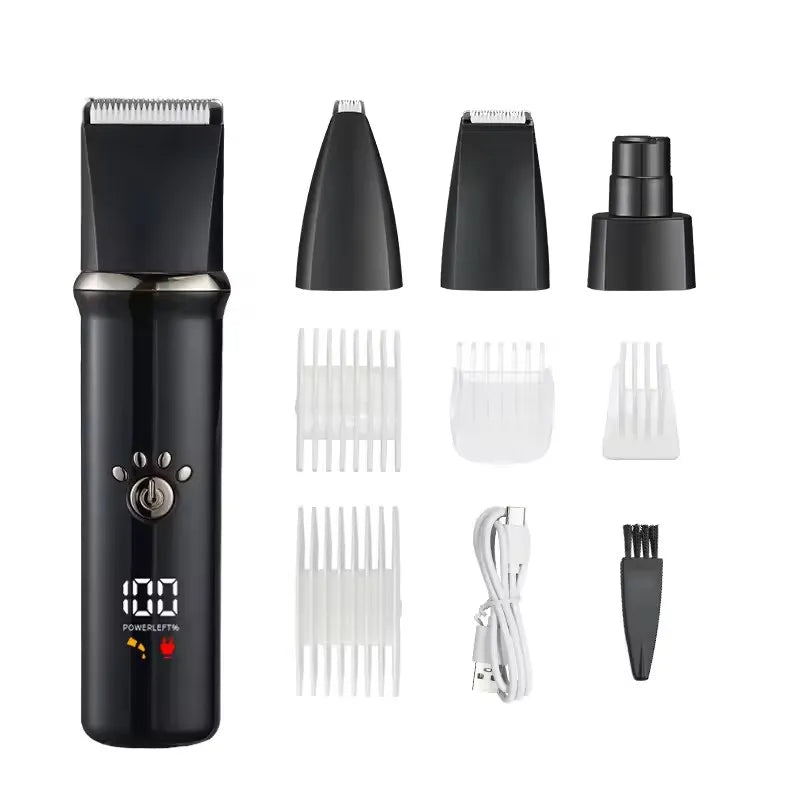 4-In-1 Pet Grooming Set With Rechargeable Clippers And Low Noise