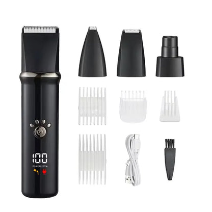 4-In-1 Pet Grooming Set With Rechargeable Clippers And Low Noise