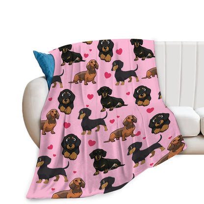 Cute Dachshund Blanket - Soft Flannel Cartoon Printed Throw