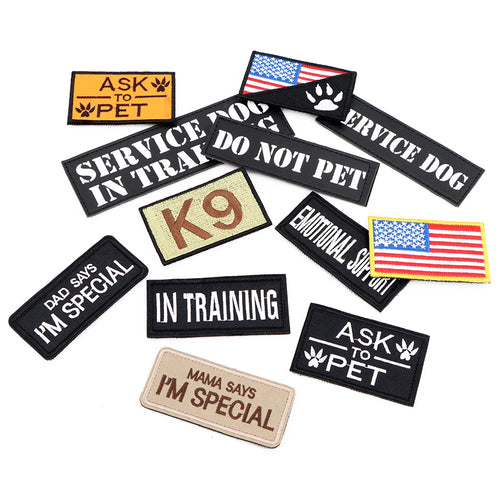 Tactical Dog Patch Bundle For Vest Harness Collar Custom Name ID