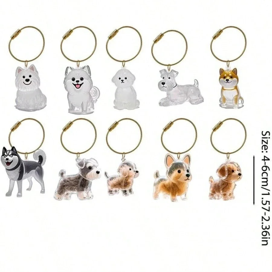 Pet Memorial Keychain - Dog Hair Storage Pendant With Resin Capsule