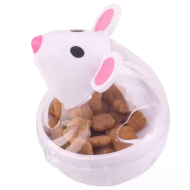 Pet Feeder Cat Toy Mouse Rolling Food Dispenser Bowl For Kittens