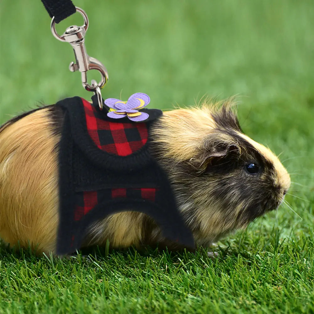 Small Pet Harness Leash Set For Guinea Pig Chinchilla Outdoor Walking