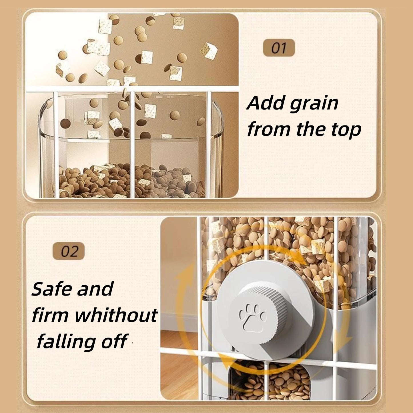 Automatic Pet Feeder Water Dispenser Set With Gravity Bowl For Cage