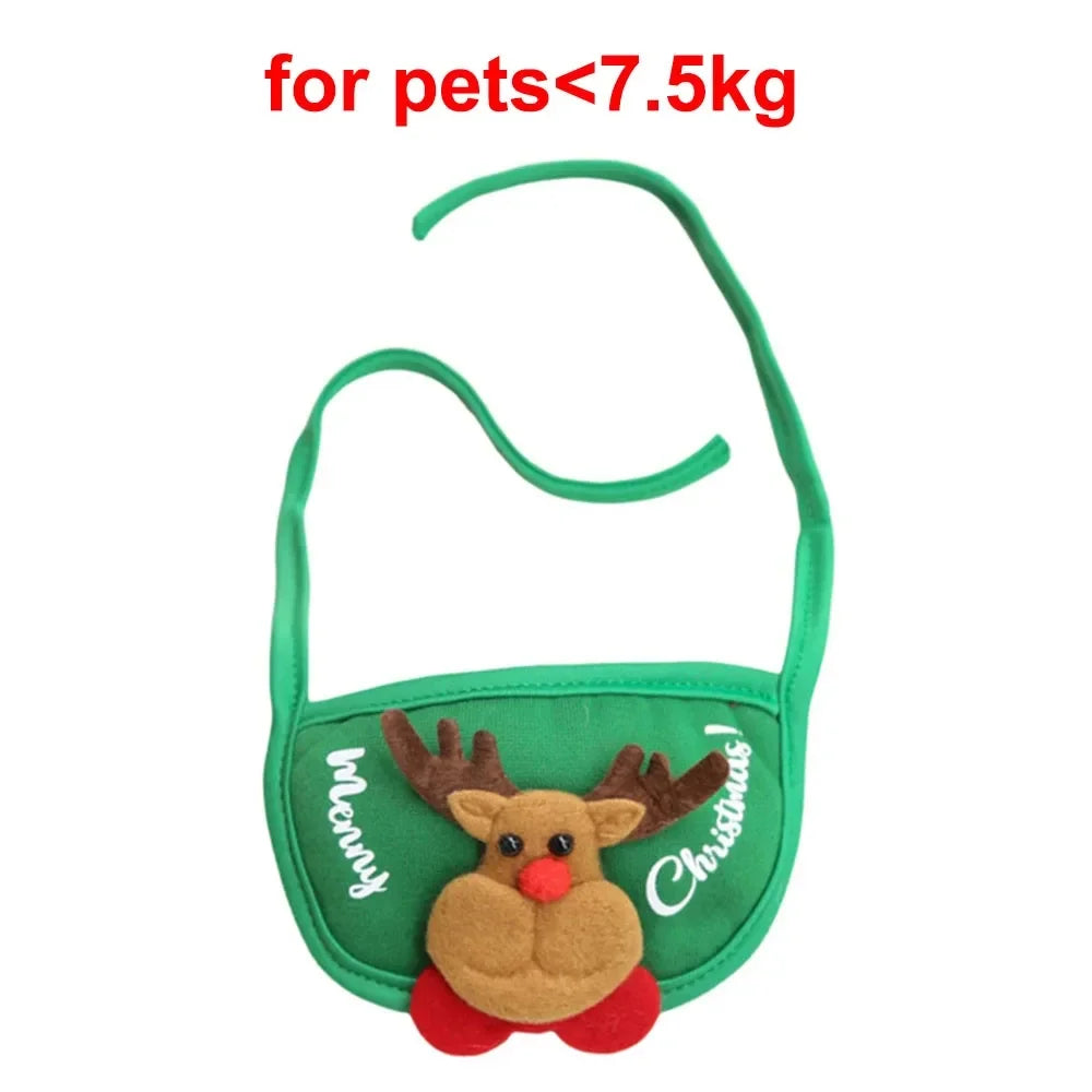 Christmas Pet Costume Santa Hat with Bandana Set for Cats Dogs