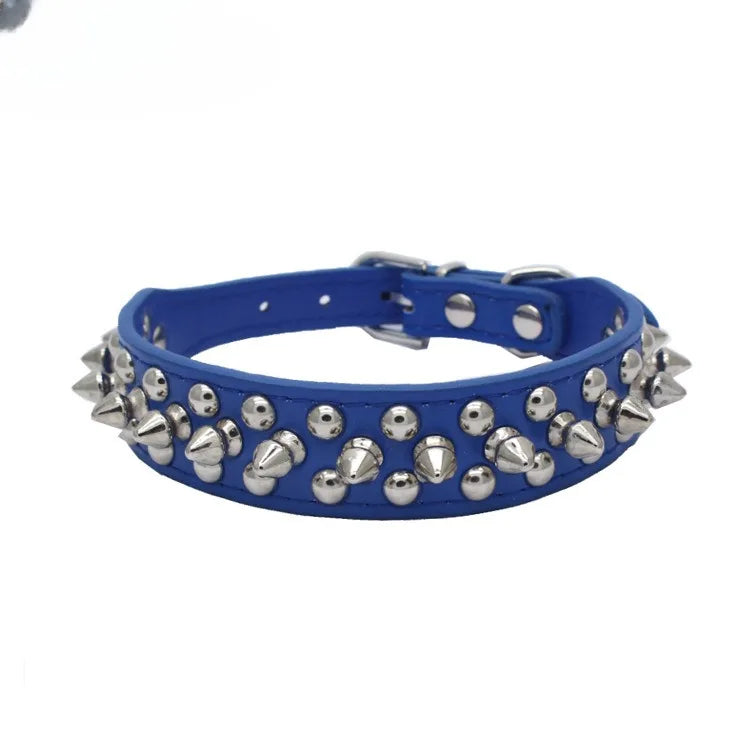 Adjustable Spiked Dog Collar - PU Leather Punk Rivet Pet Collar