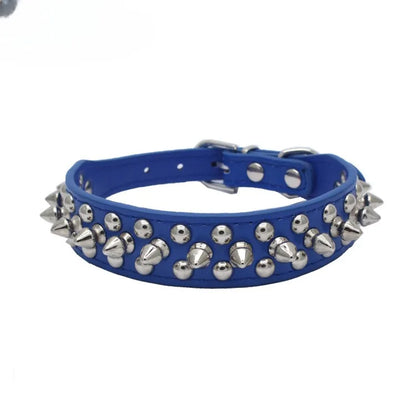 Adjustable Spiked Dog Collar - PU Leather Punk Rivet Pet Collar