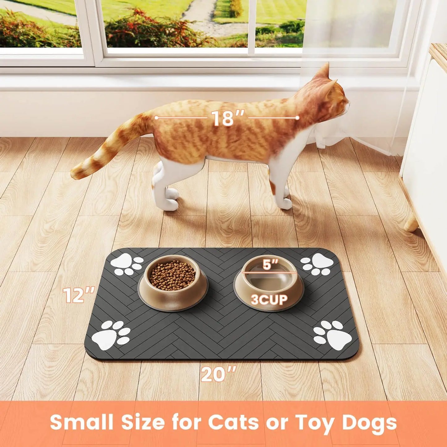 Pet Feeding Mat - Absorbent Waterproof Placemat For Dog Cat Food Water Bowl