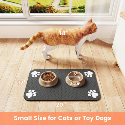 Pet Feeding Mat - Absorbent Waterproof Placemat For Dog Cat Food Water Bowl