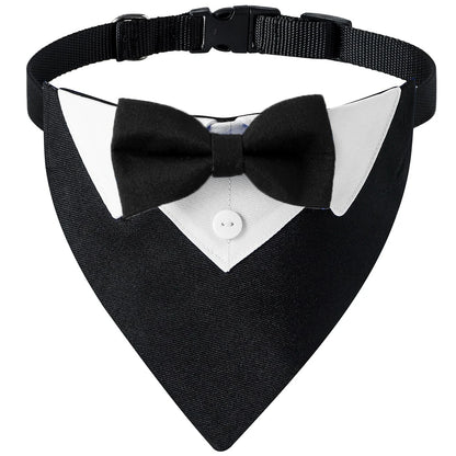 Dog Bow Tie Collar - Adjustable Formal Tuxedo Bandana for Pets