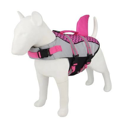 Shark Pattern Dog Life Jacket Swimming Vest Pet Safety Harness