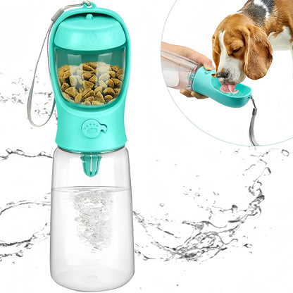 Portable Pet Water Bottle With Food Dispenser For Dogs And Cats