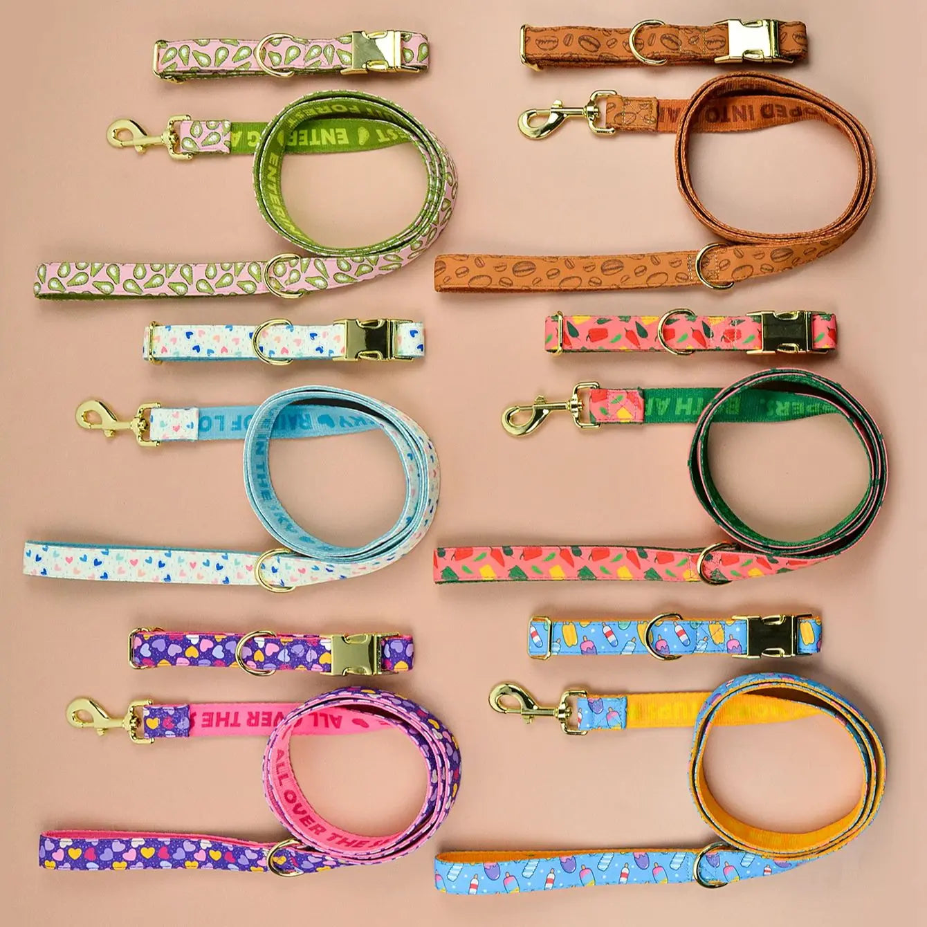 Luxury Colorful Dog Collar And Leash Set For Small Medium Large Dogs