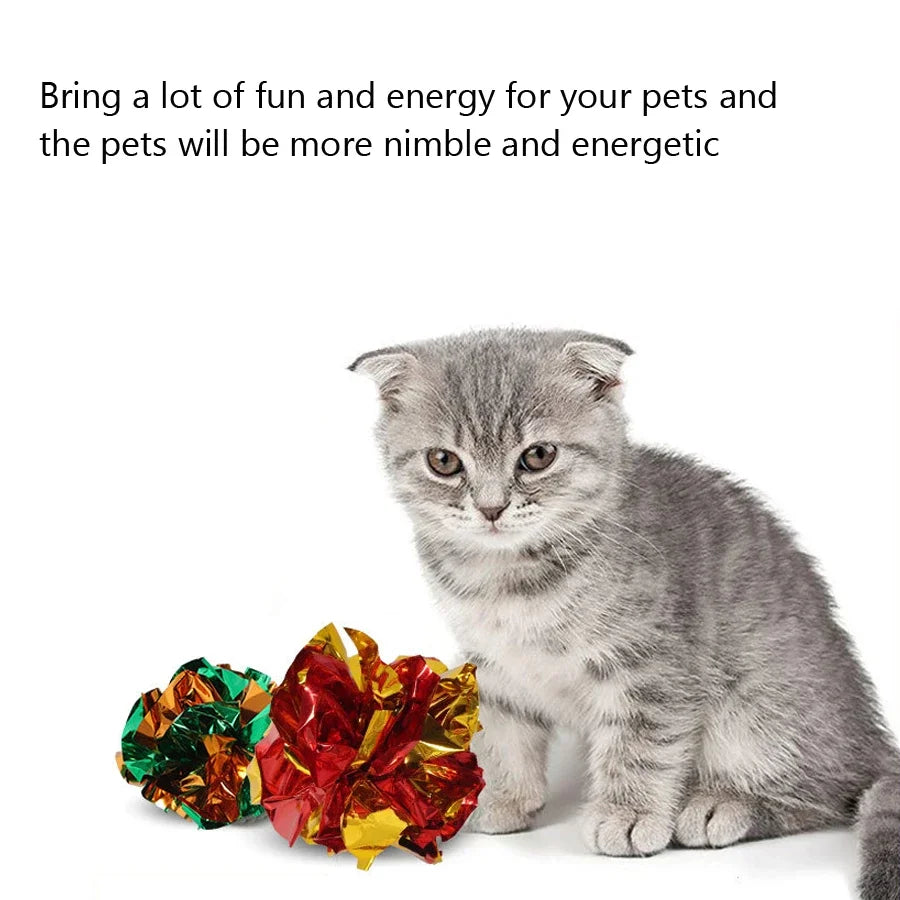 Crinkle Ball Cat Toys With Sound & Laser Reflection For Kittens