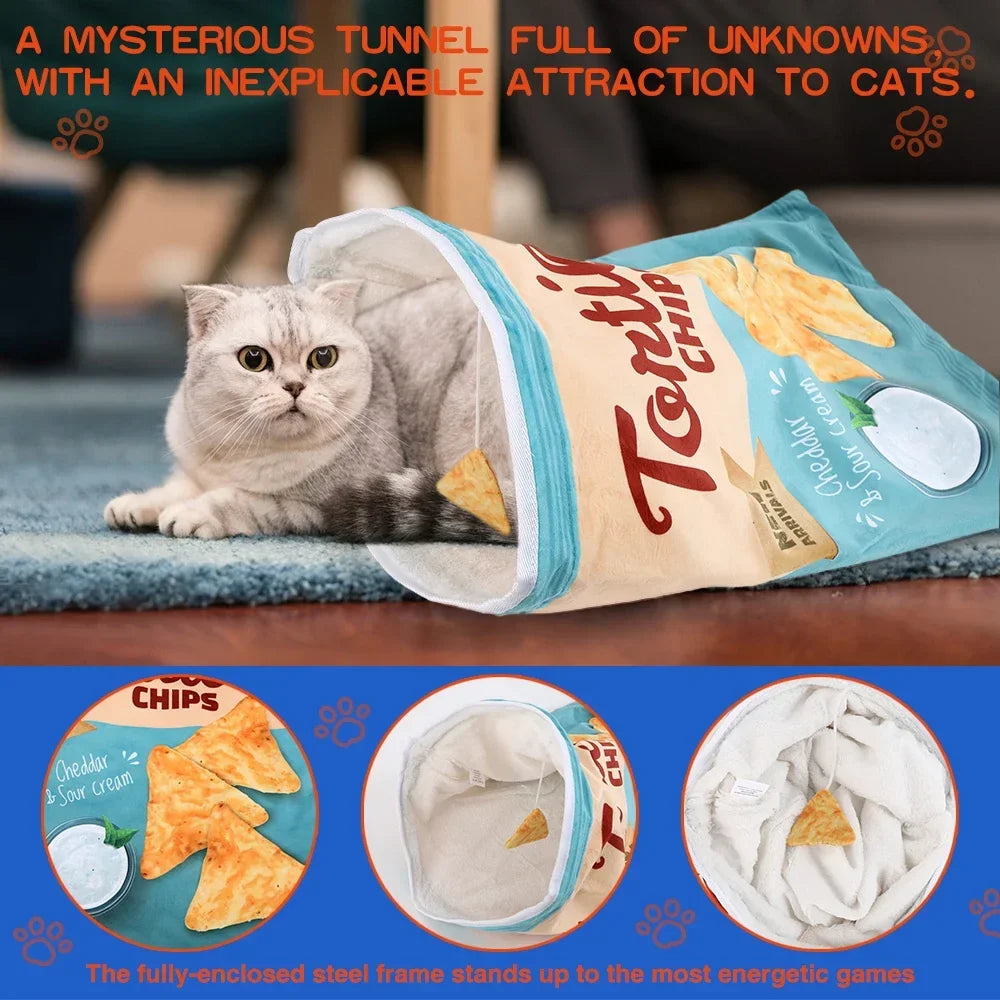 Halloween Cat Tunnel Toy - Interactive Collapsible Pet Tunnel