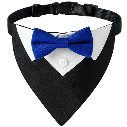 Dog Bow Tie Collar - Adjustable Formal Tuxedo Bandana for Pets
