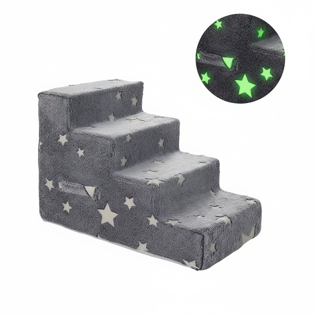 Pet Stairs Ramp 3-4 Step Dog Cat Ladder With Detachable Sponge