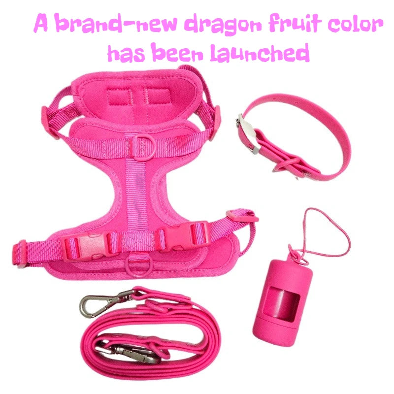 Dog Chest Harness Set - 11 Colors Waterproof PVC with Leash