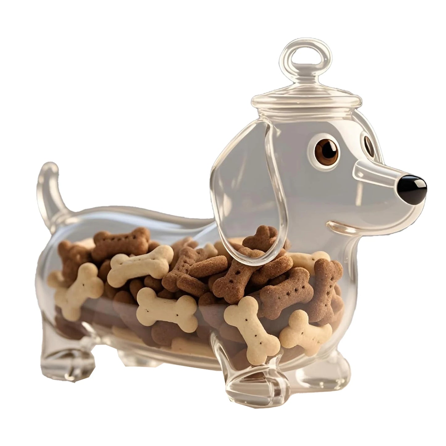 Cute Dachshund Glass Snack Jar With Airtight Lid For Dog Treats