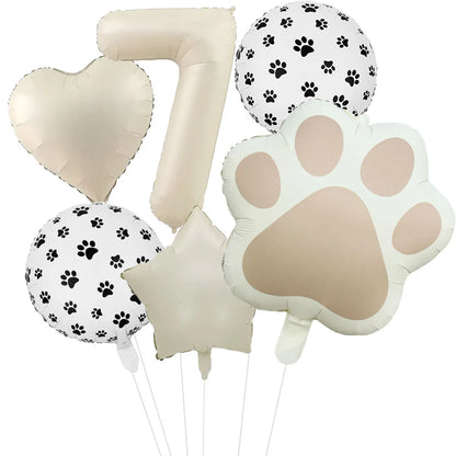 Animal Paw Party Balloons Set - 6 Piece Aluminum Foil Birthday Decor