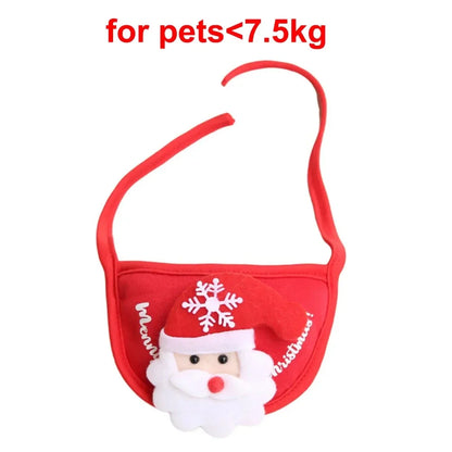 Christmas Pet Costume Santa Hat with Bandana Set for Cats Dogs