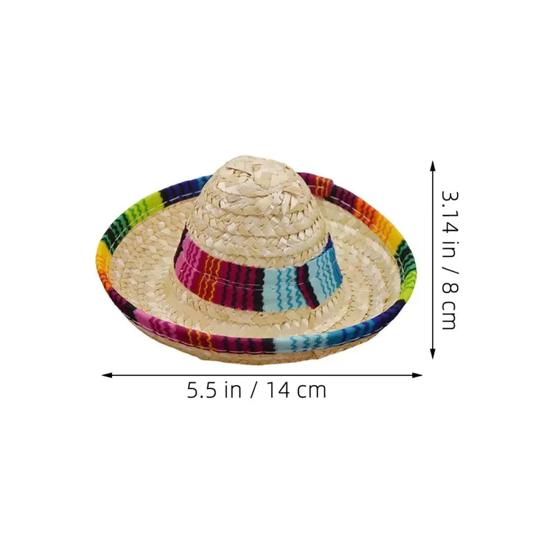 Mexican Dog Hat And Bandana Set - Striped Pet Neck Scarf