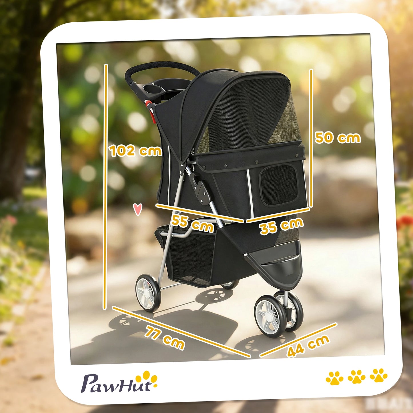 PawHut Foldable Dog Cart Buggy with Storage - Up to 10kg