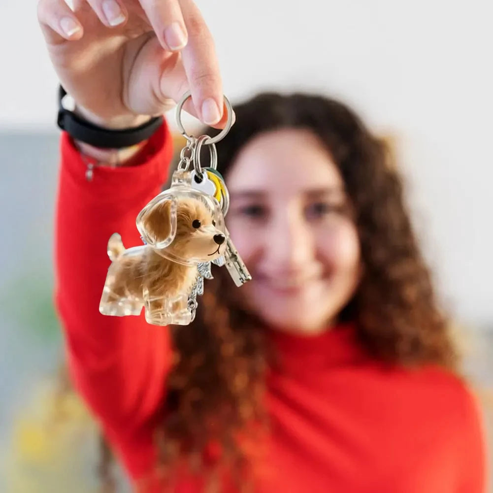 Pet Memorial Keychain - Dog Hair Storage Pendant With Resin Capsule