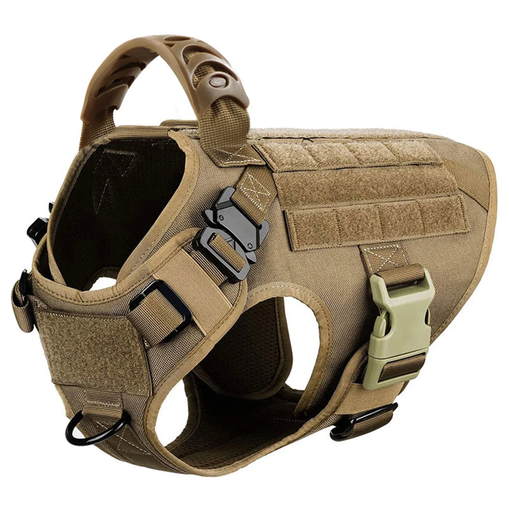 Large Dog Harness With Molle Pouches For German Shepherd Training