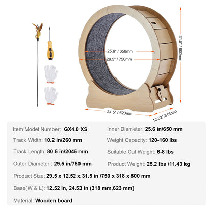 SucceBuy Wooden Cat Exercise Wheel Large Indoor Cat Treadmill