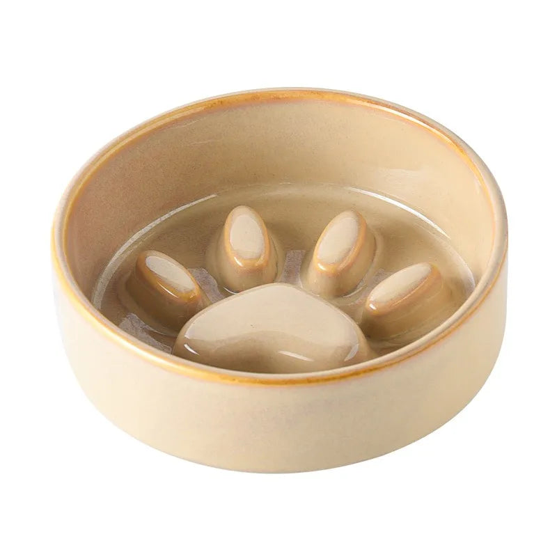 Japanese Ceramic Pet Bowl Set With Slow Feeder And Wood Stand